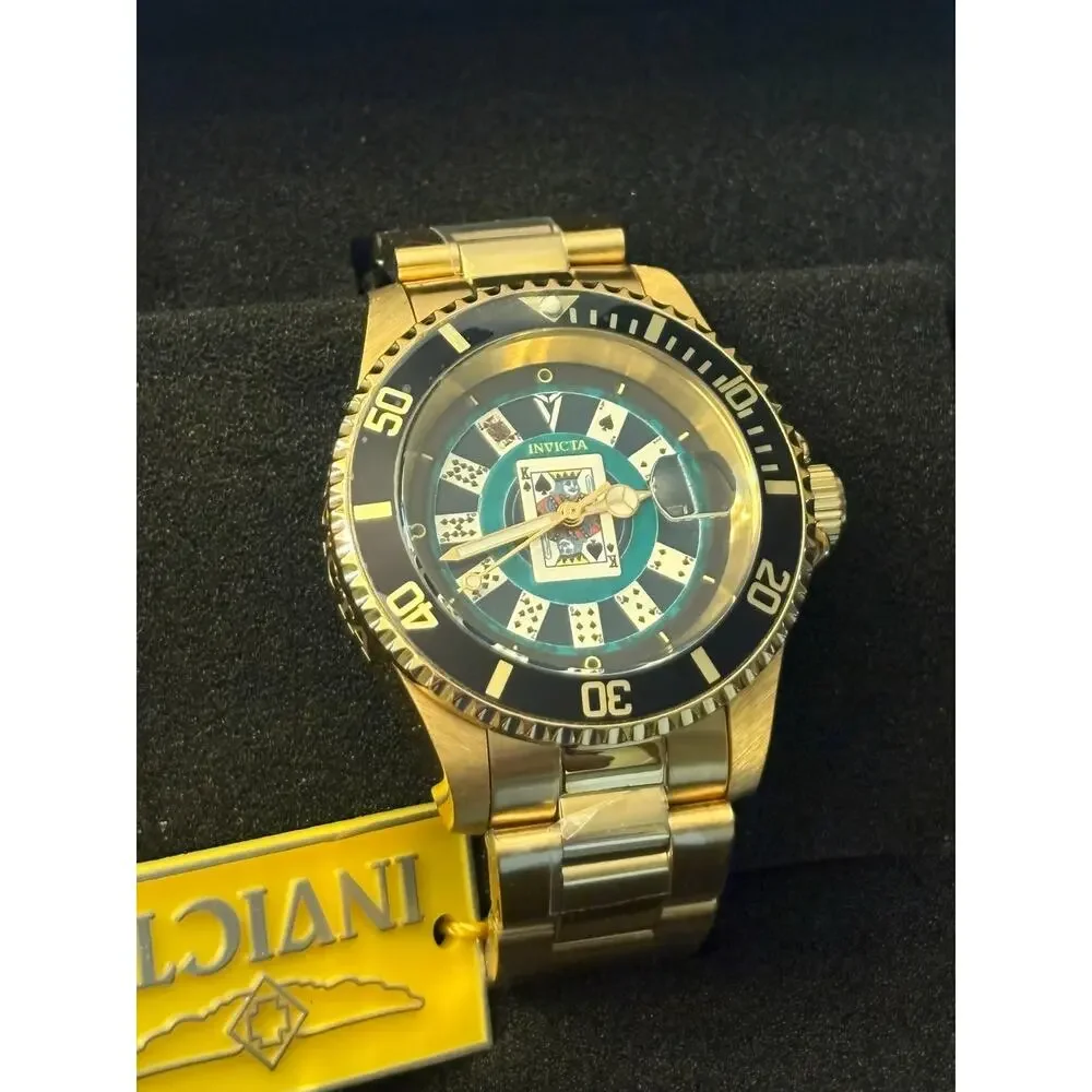 Invicta Pro Diver House of Cards Men’s Watch 40mm Gold New with Box